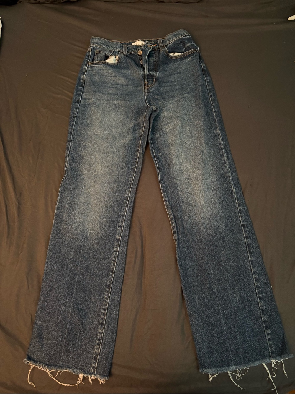 Cello Wide-Leg Flared Jeans in Washed Blue